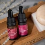 Close-up of Lanthome Rosehip Oil dropper above the bottle, available at rosvia.com.