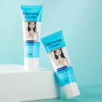 Lanthome Whitening Cream displayed upright with its packaging box in the background, featured on Rosvia against a light blue backdrop