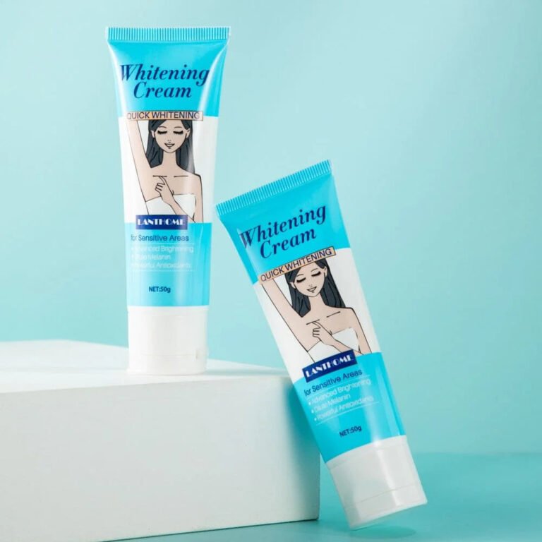 Lanthome Whitening Cream displayed upright with its packaging box in the background, featured on Rosvia against a light blue backdrop